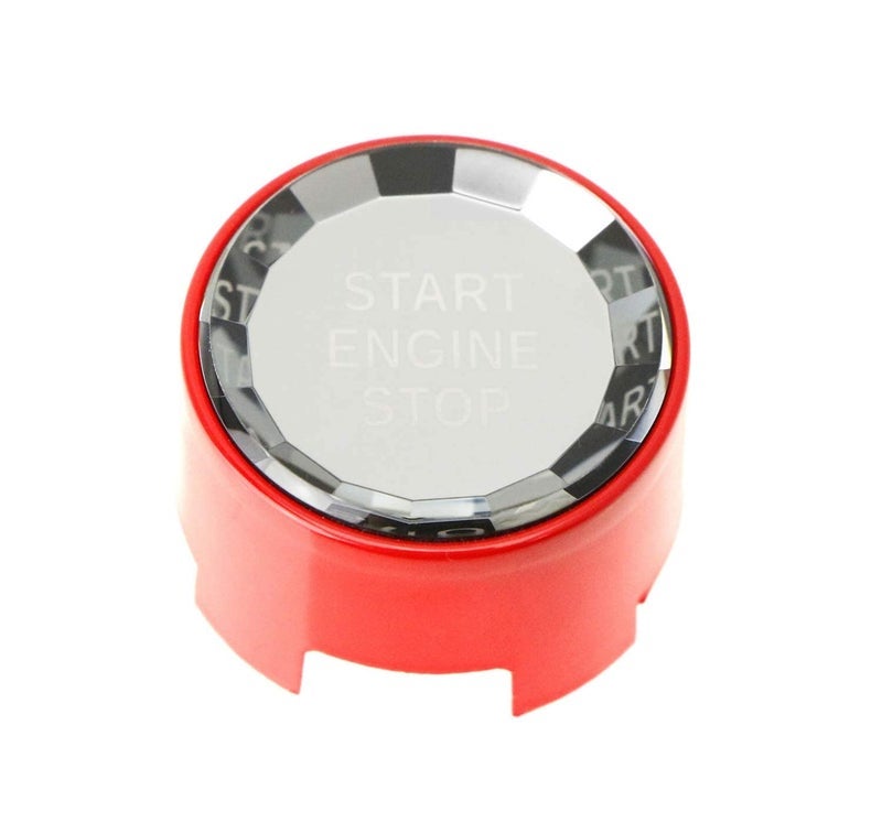 iJDMTOY (1) Crystal Diamond Reflective Engine Push Start Button w/Red Trim Compatible with BMW F/G Chassis Code 2 3 4 5 7 Series, X1 X2 X3 X4 X5 X6 w/Auto Start/Stop Feature